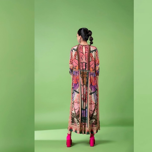 NEON ANIMALSKIN PRINT KAFTAN DRESS - Picture 4 of 5